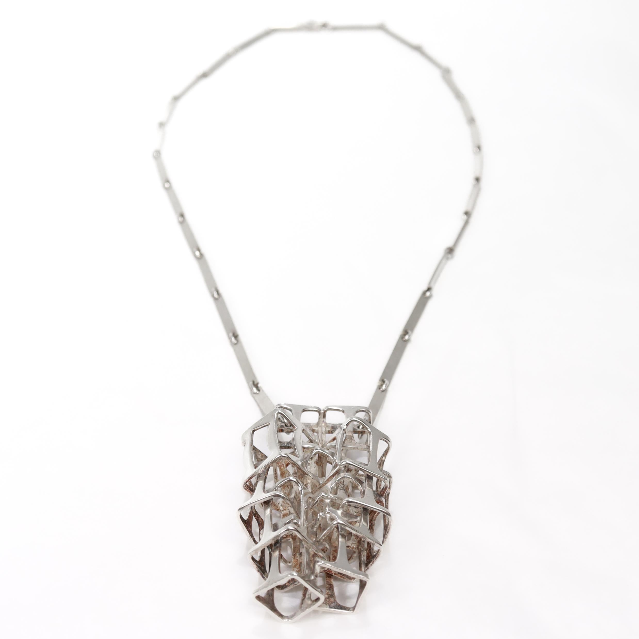 Vintage Rey Urban per A. Fausing Collana modernista in argento 925 in vendita 12