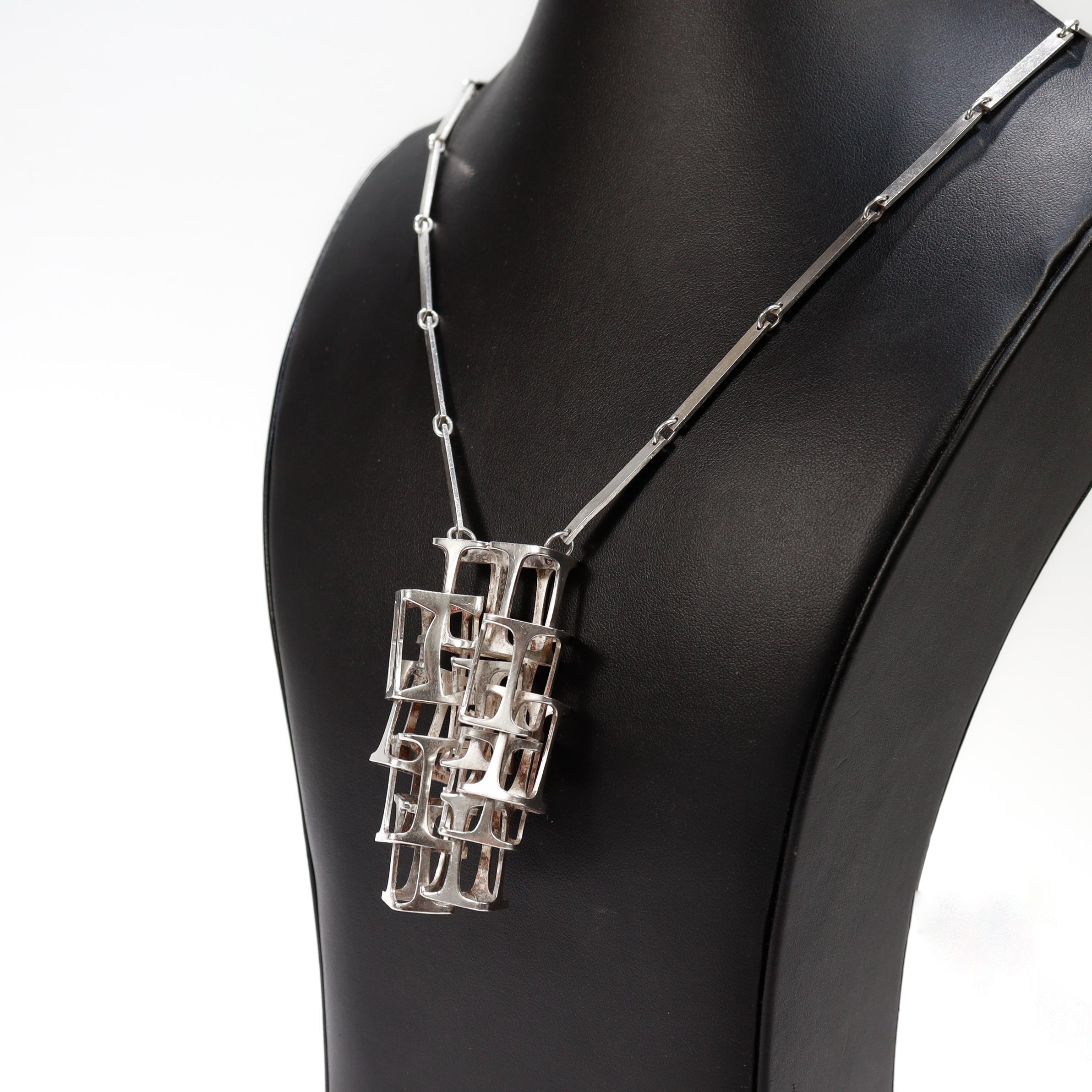 Vintage Rey Urban per A. Fausing Collana modernista in argento 925 in vendita 14