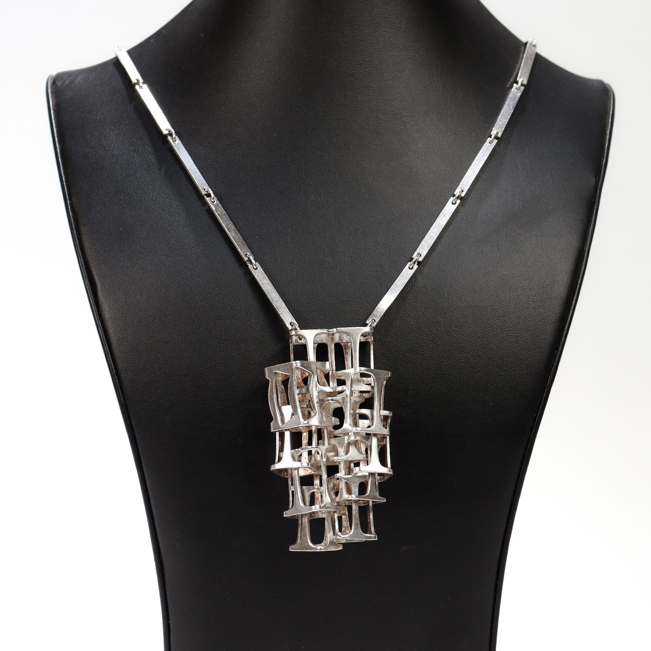 Vintage Rey Urban per A. Fausing Collana modernista in argento 925 in vendita 15