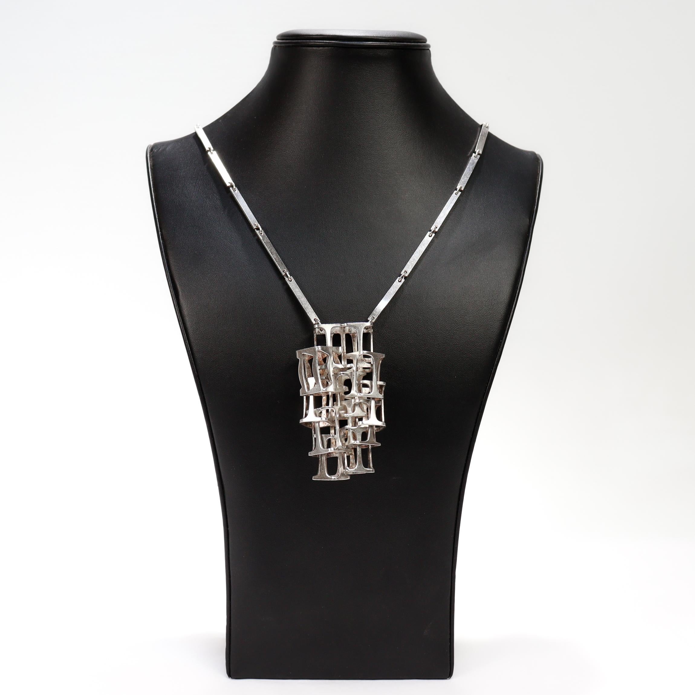 Vintage Rey Urban per A. Fausing Collana modernista in argento 925 In condizioni buone in vendita a Philadelphia, PA