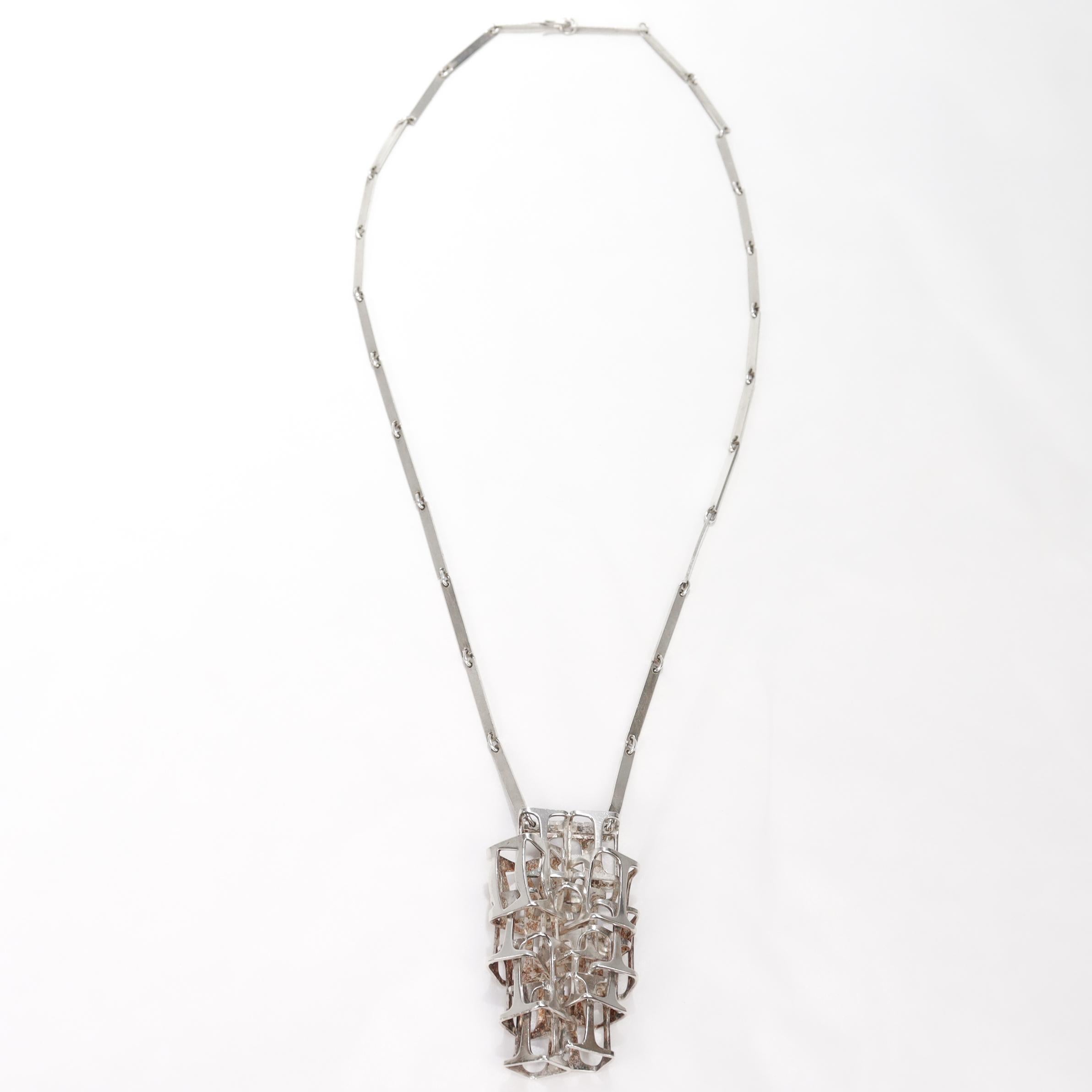 Vintage Rey Urban per A. Fausing Collana modernista in argento 925 in vendita 1