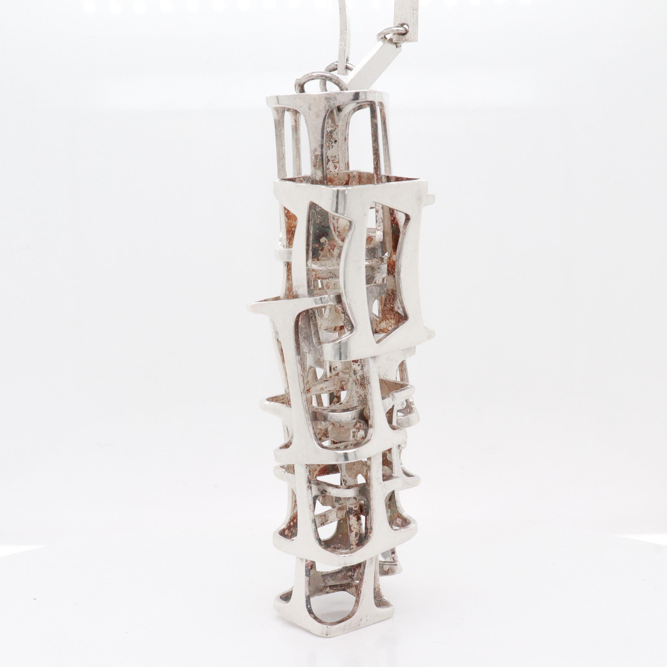 Vintage Rey Urban per A. Fausing Collana modernista in argento 925 in vendita 4