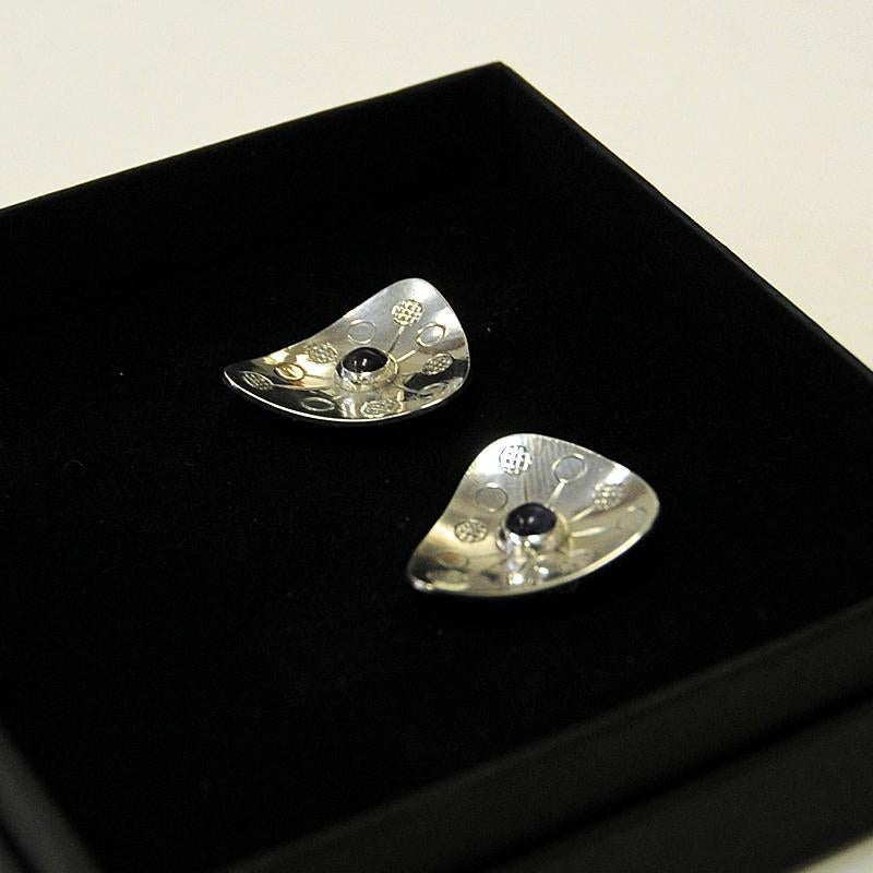 Vintage Rey Urban triangle silver earrings Sweden 1957 In Good Condition For Sale In Stokholm, SE