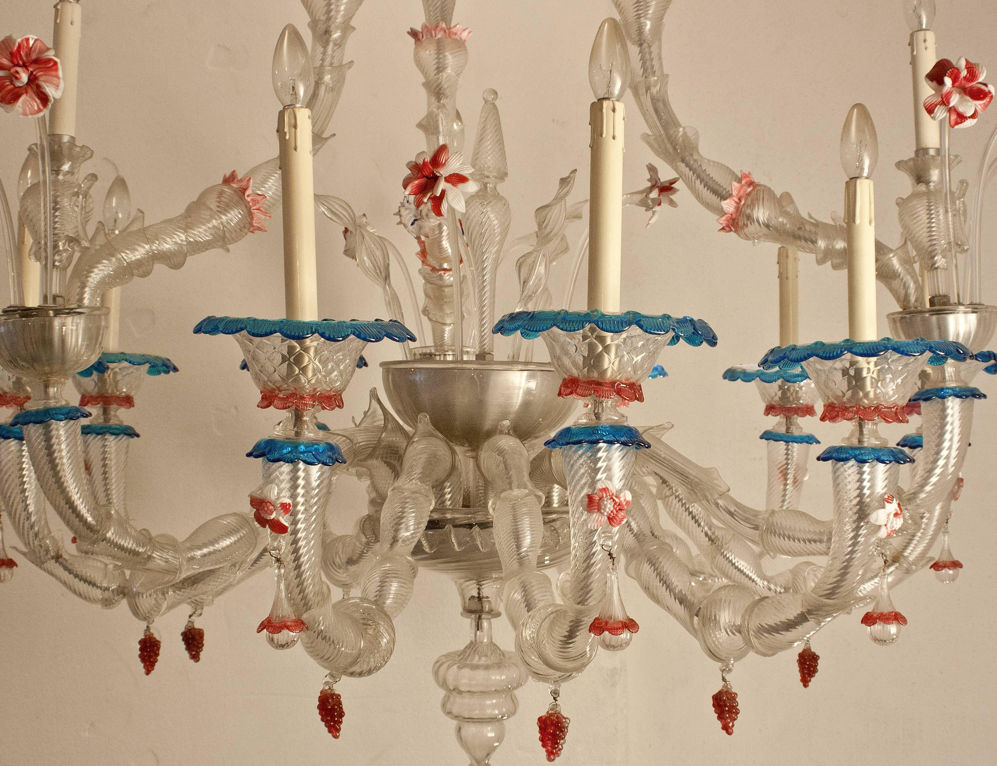 Vintage Rezzonico Murano Glass Chandelier In Good Condition For Sale In London, GB