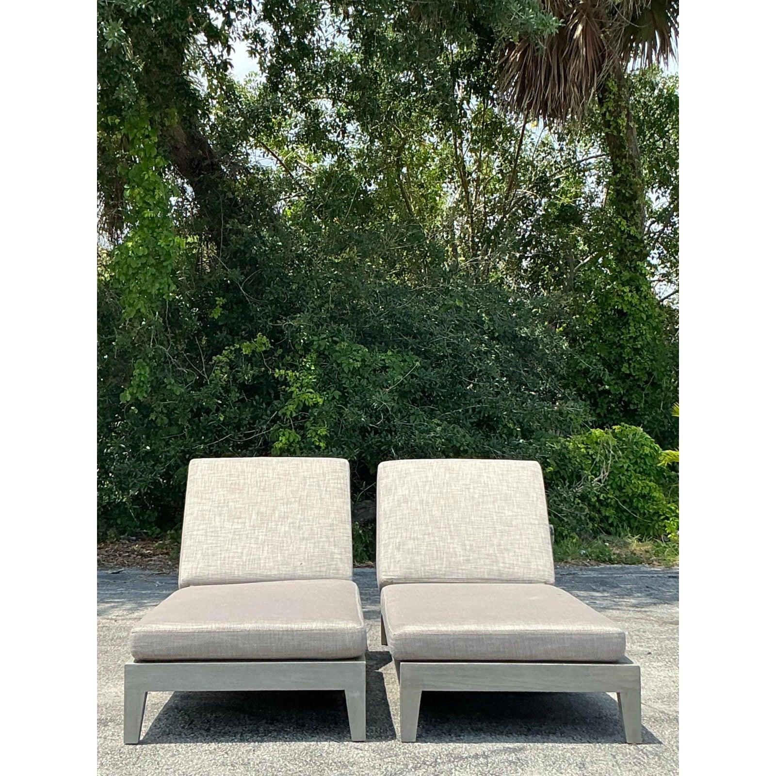 Vintage RH “Balmain” Washed Teak Chaise Lounge - A Pair For Sale 3