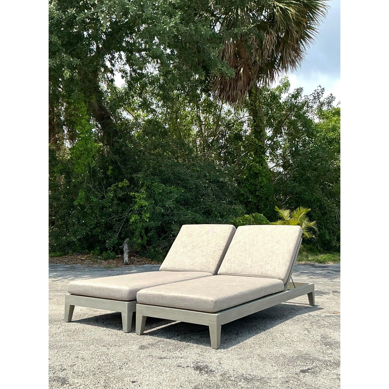 Vintage RH “Balmain” Washed Teak Chaise Lounge - A Pair For Sale 5