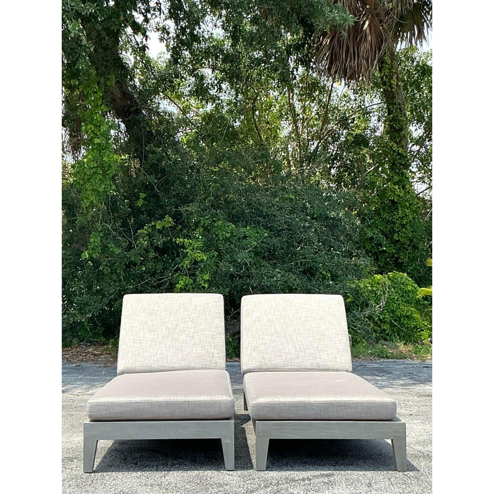 Vintage RH “Balmain” Washed Teak Chaise Lounge - A Pair For Sale 2