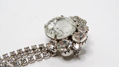 Vintage Rhinestone Dangle Sterling Silver Plated Brooch