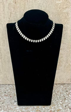 Vintage Rhinestone Double Row Tennis Necklace