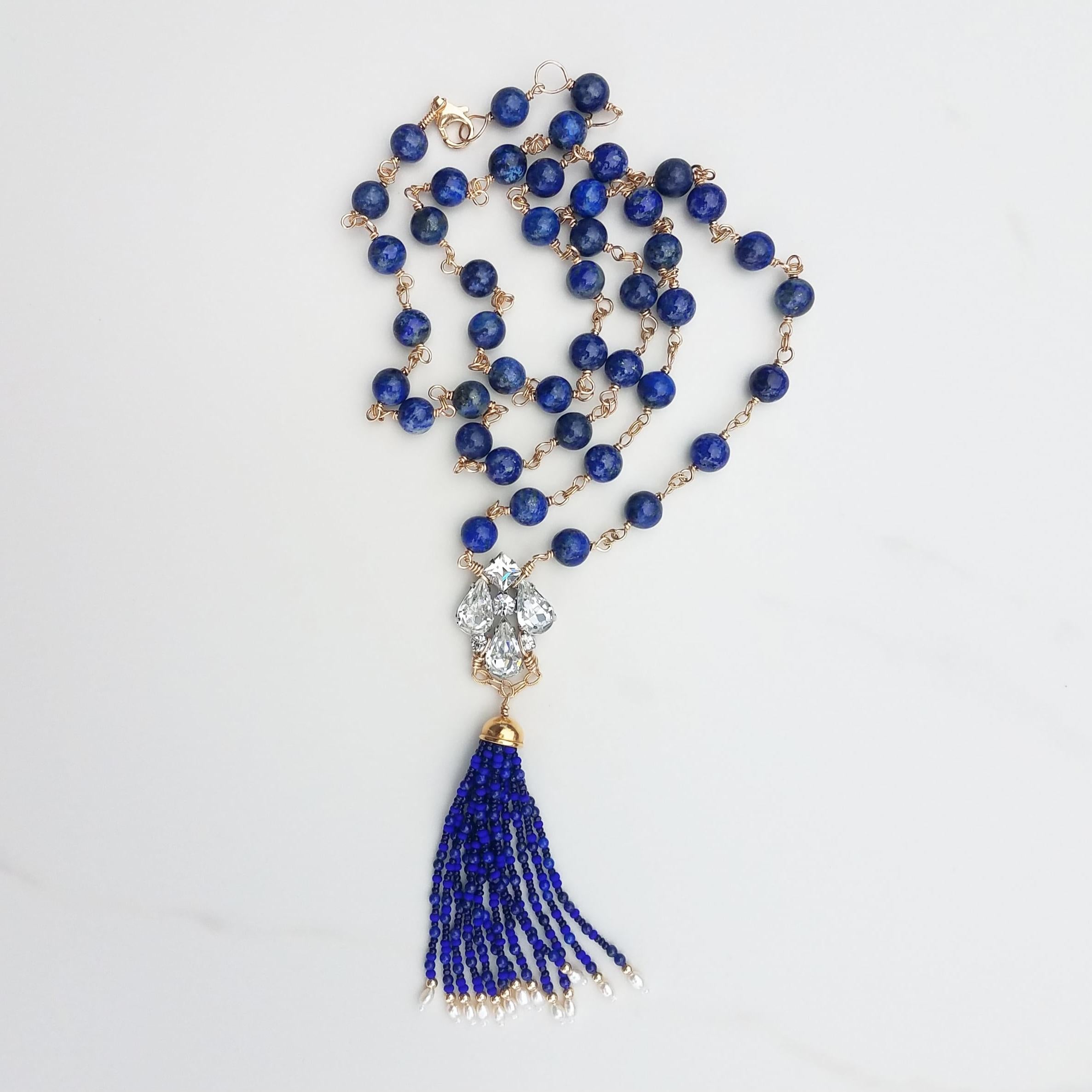 Collana con nappe di lapis strass vintage in vendita 5