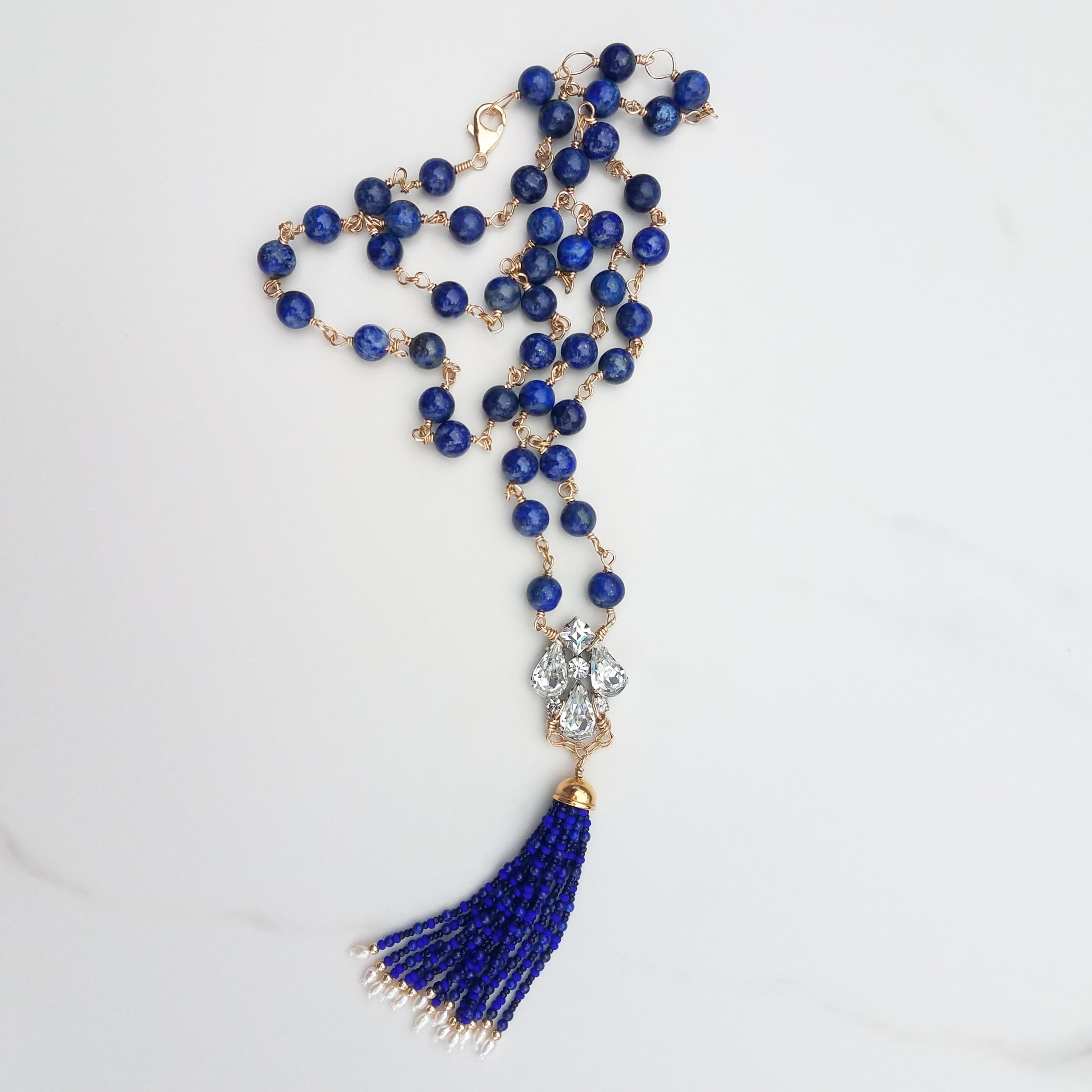 Collana con nappe di lapis strass vintage in vendita 7