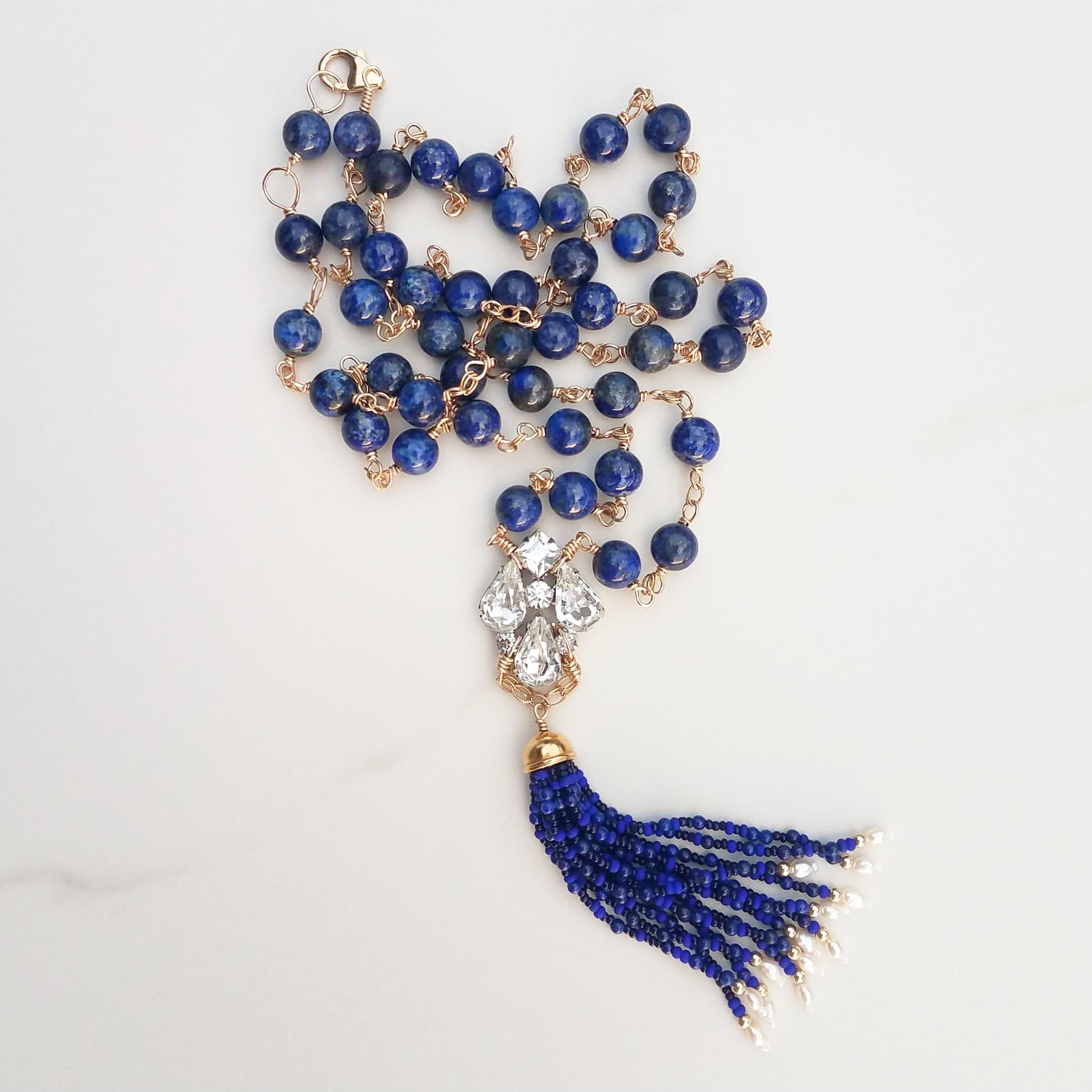 Collana con nappe di lapis strass vintage in vendita 2