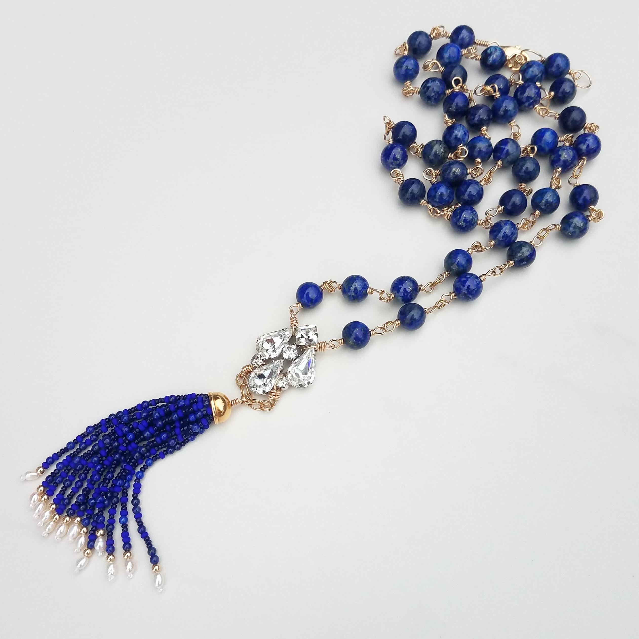 Collana con nappe di lapis strass vintage in vendita 4