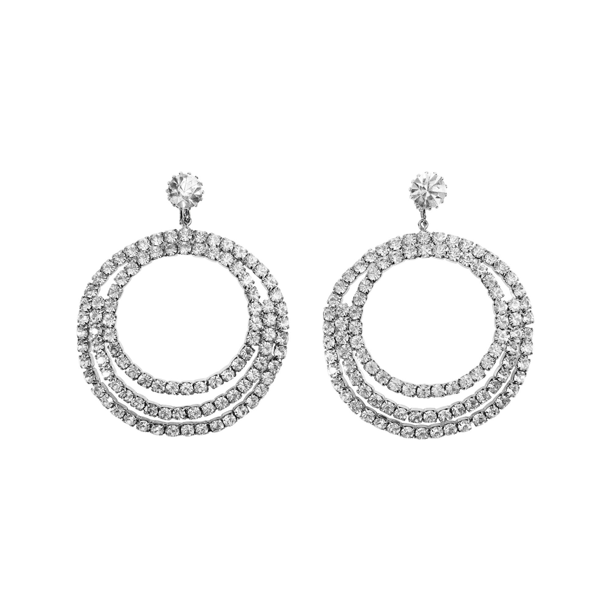 Aros colgantes grandes vintage de strass Circa años 80 en Bueno estado para la venta en New York, NY