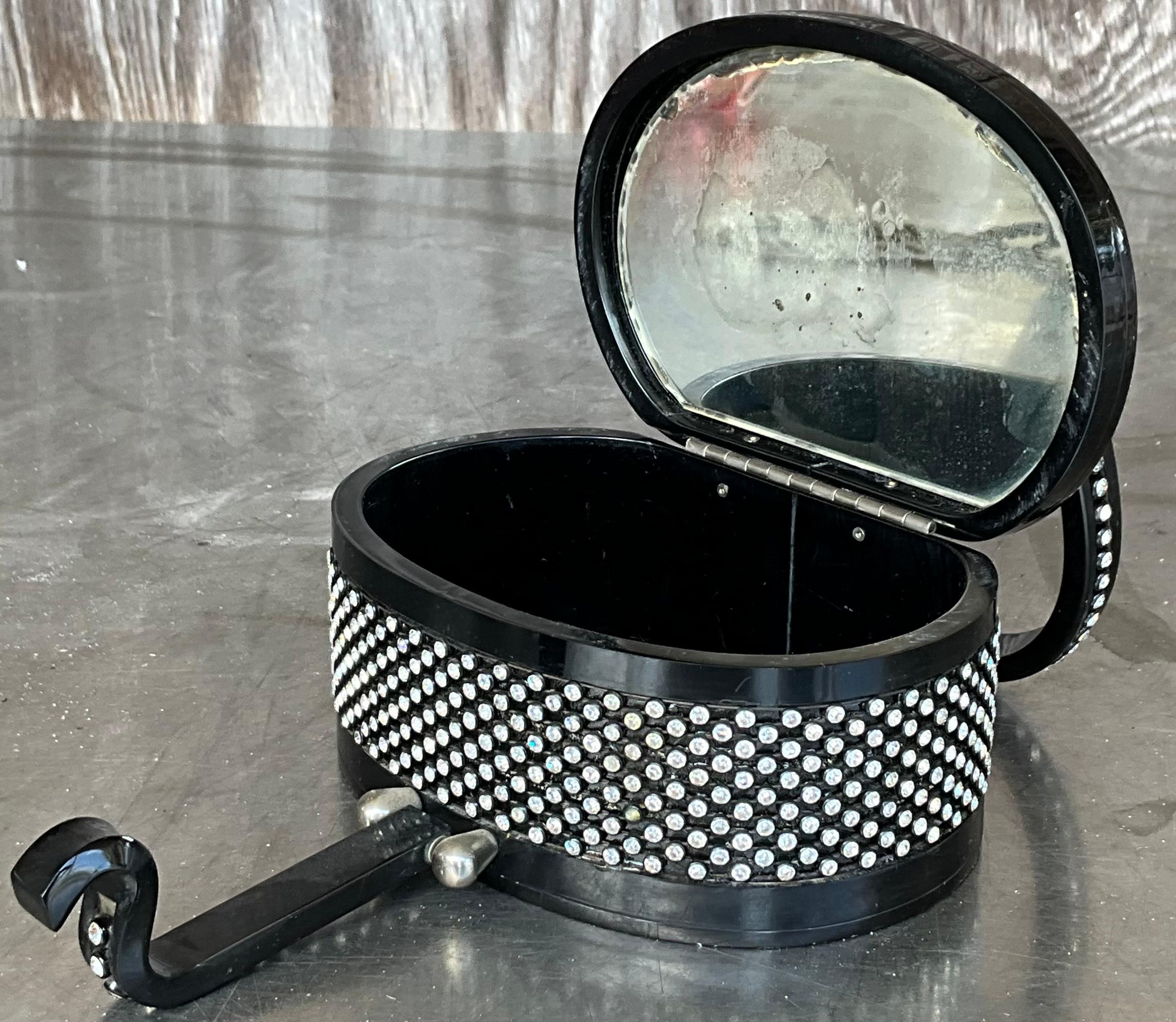 Black Vintage Rhinestone Lucite Purse After Wilardy