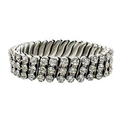 Polsino espandibile a tre file di strass vintage del 1950