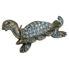 Vintage Rhinestone Turtle Brooch