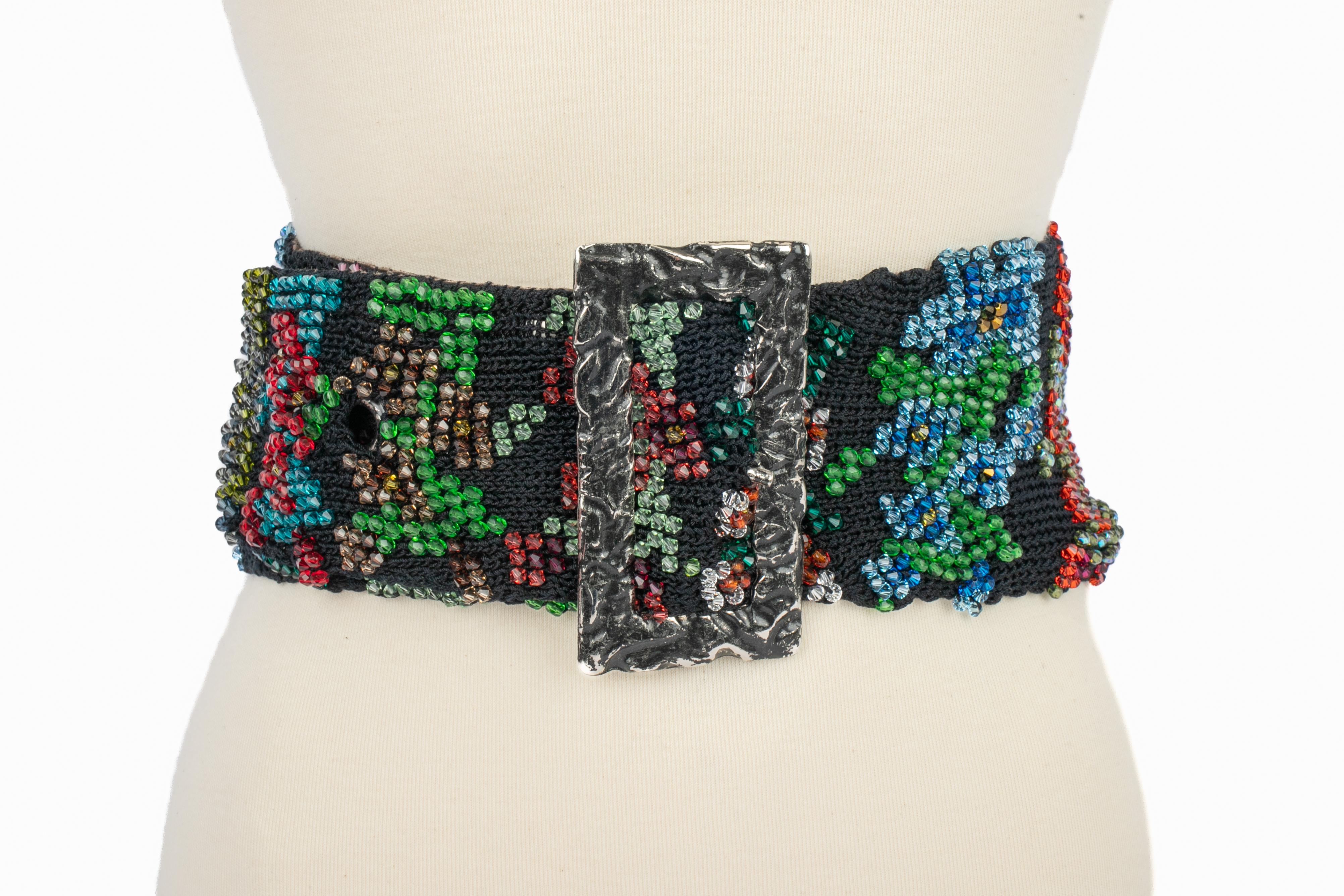 Vintage Gürtel mit Strasssteinen (Schwarz) im Angebot