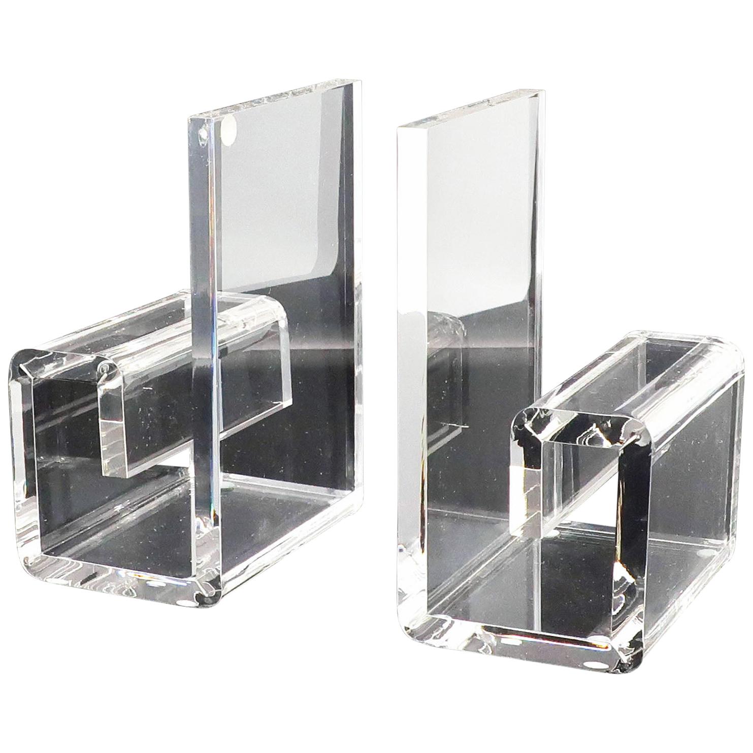 Geometrische Lucite-Buchstützen von Rialto