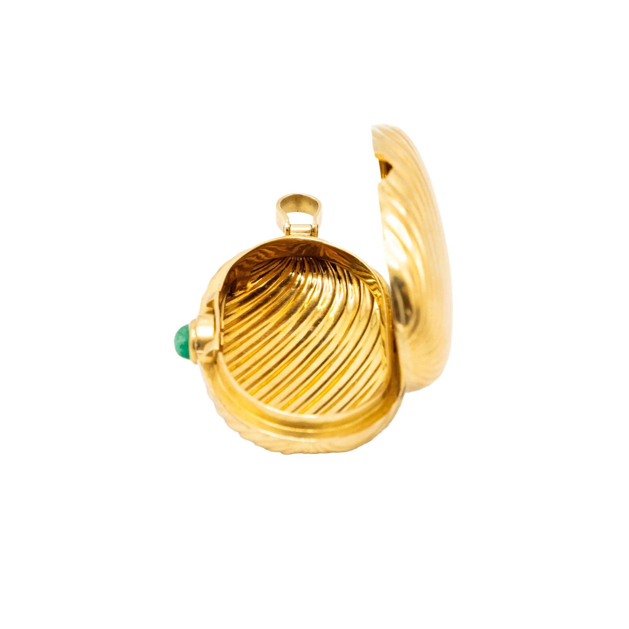 Pilulier vintage en or 18k strié avec rubis cabochon - années 80 en vente 6