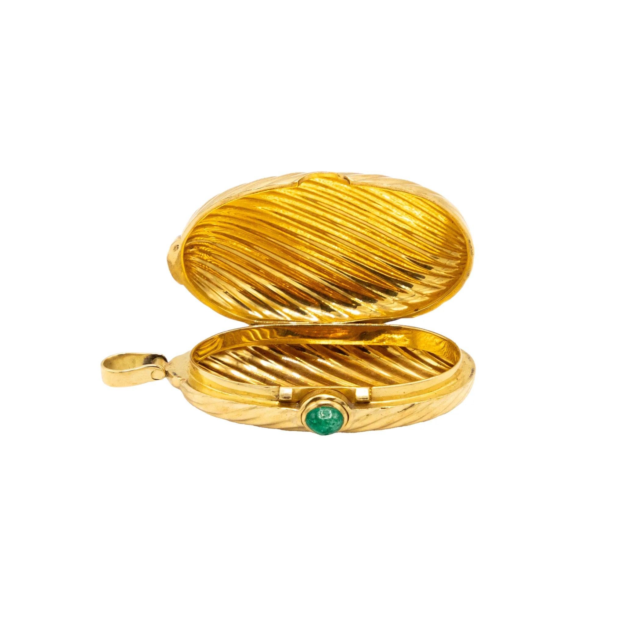 Pilulier vintage en or 18k strié avec rubis cabochon - années 80 en vente 4