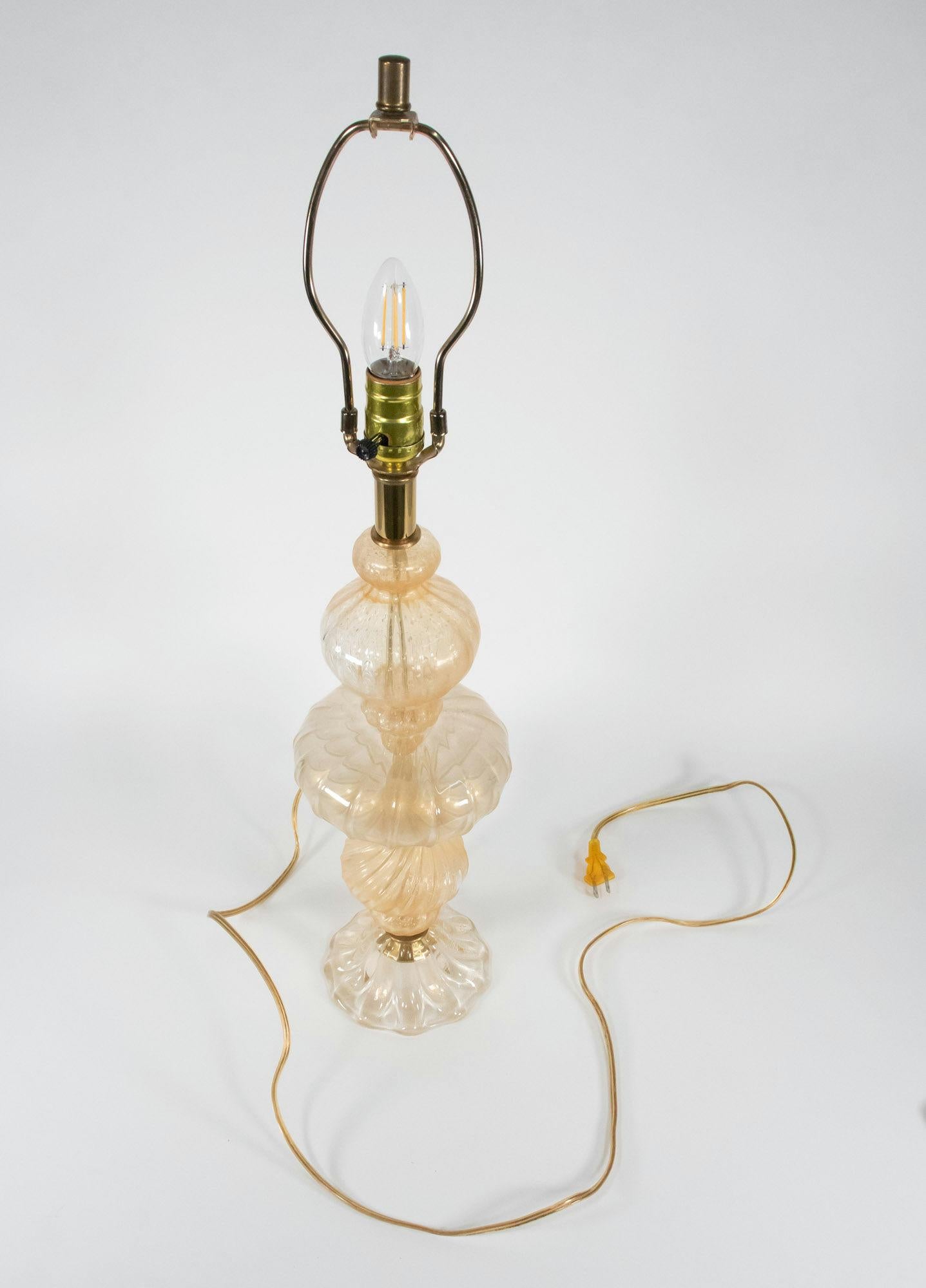 Vintage Ribbed Aventurine Murano Table Lamp For Sale 7