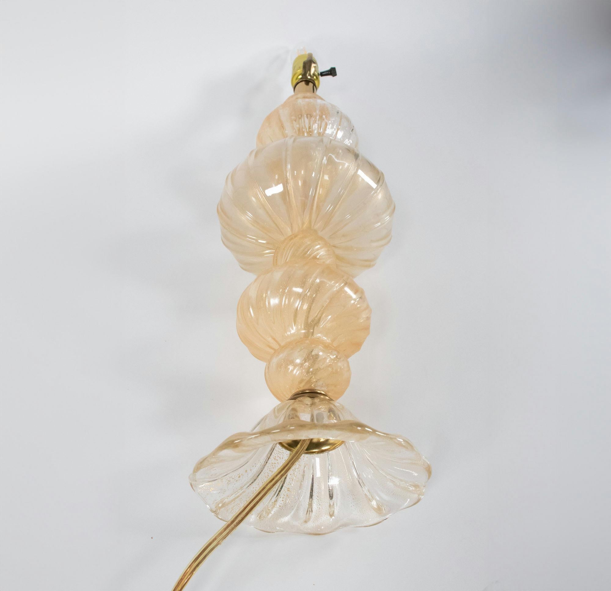 Vintage Ribbed Aventurine Murano Table Lamp For Sale 8