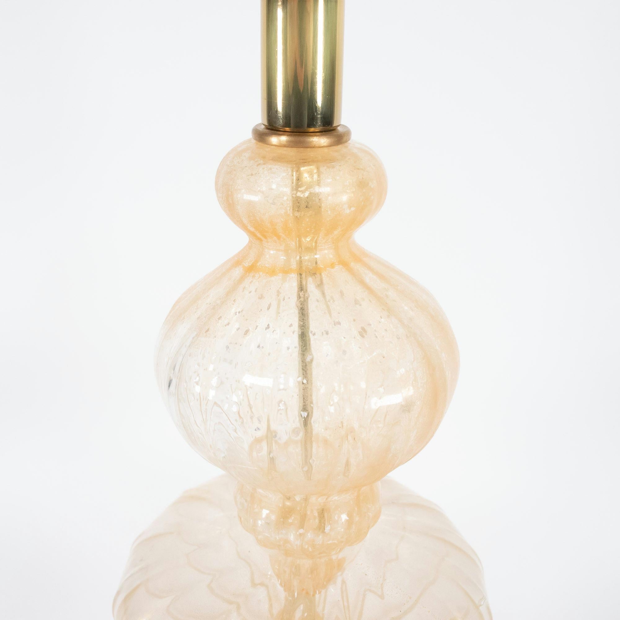 Mid-Century Modern Vintage Ribbed Aventurine Murano Table Lamp For Sale