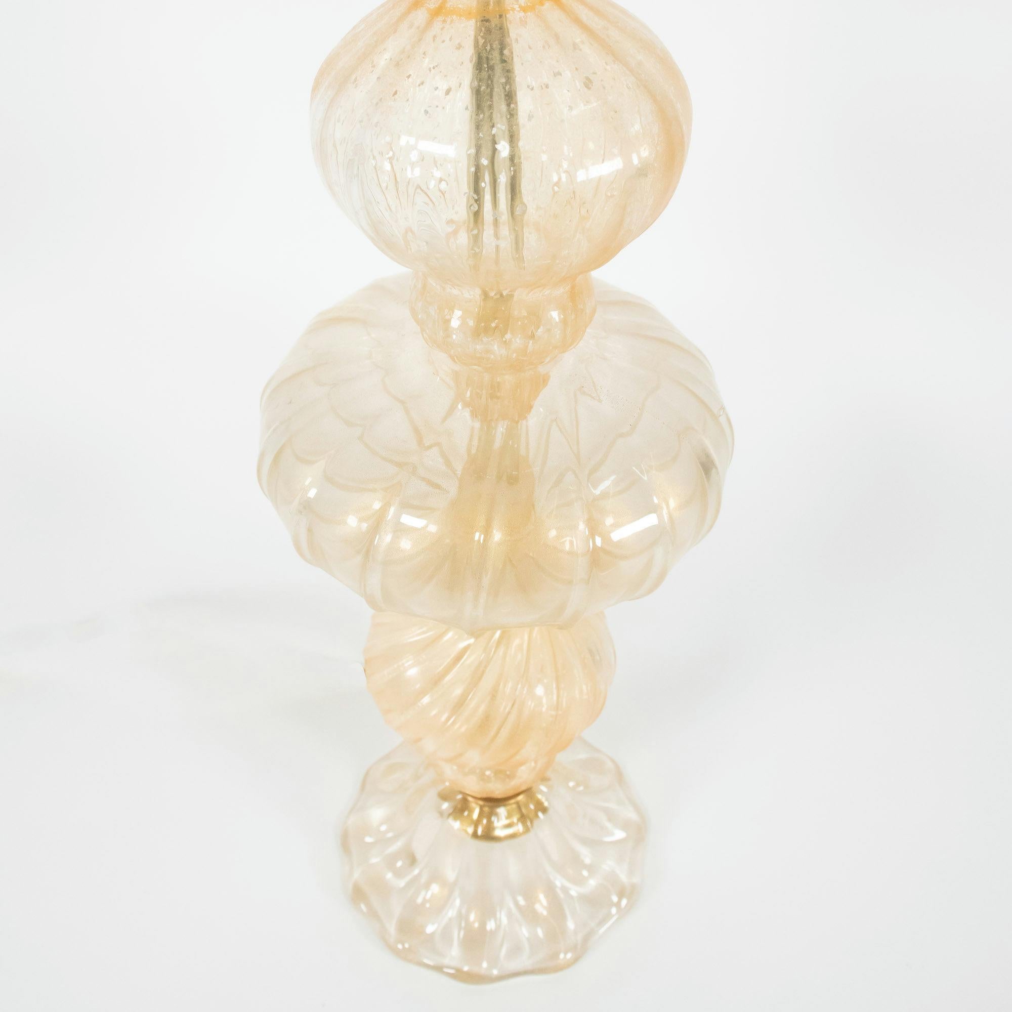 Hand-Crafted Vintage Ribbed Aventurine Murano Table Lamp For Sale