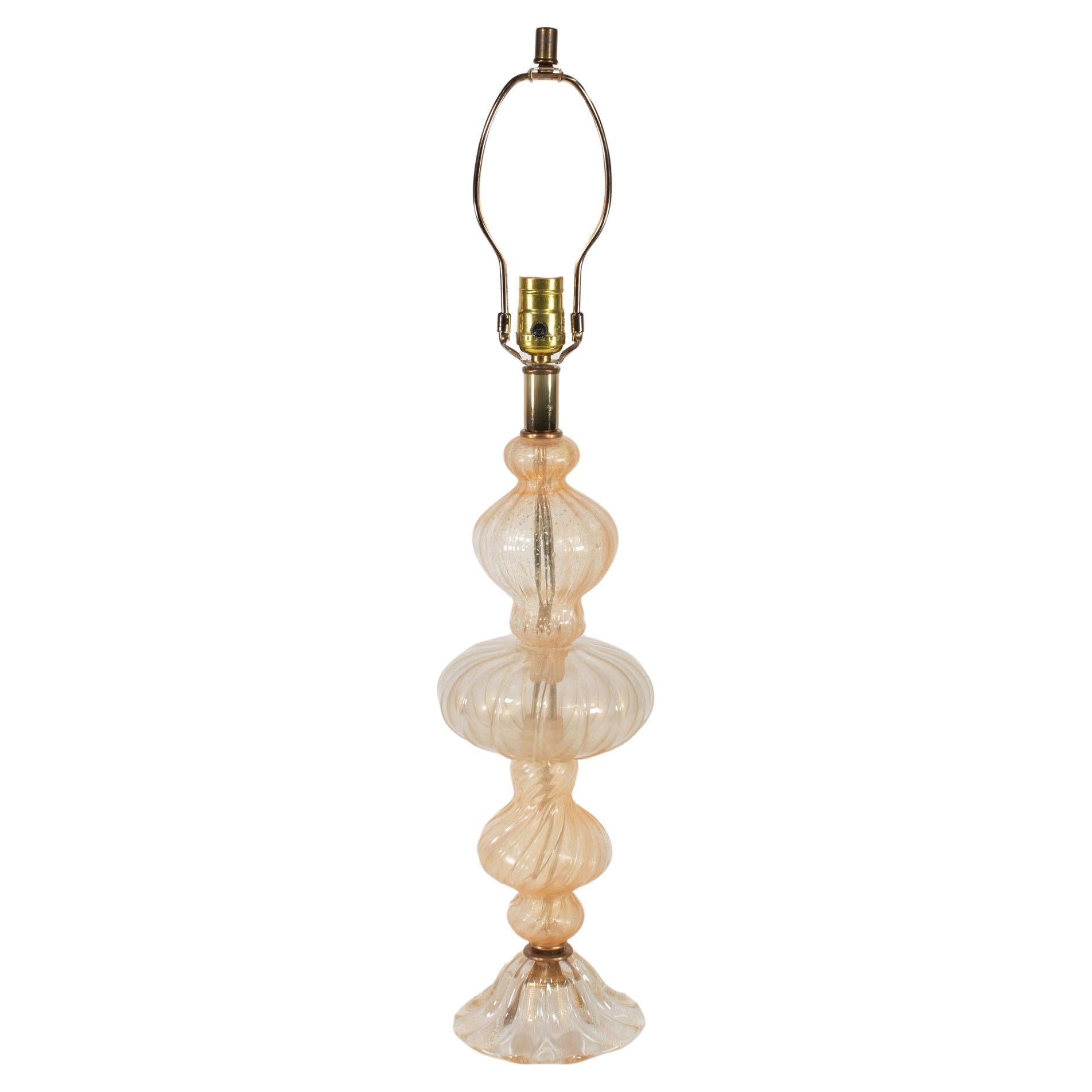 Vintage Ribbed Aventurine Murano Table Lamp