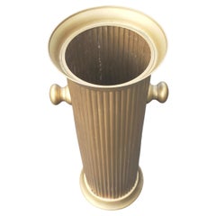 Vintage Ribbed Brass Umbrella Stand Cane Holder, circa 1960s