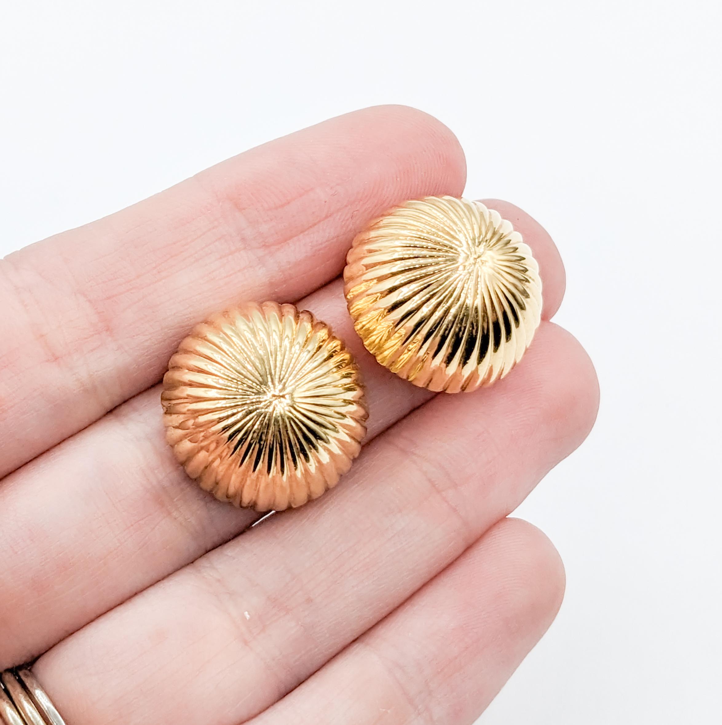 Modern Vintage Ribbed Dome Clip On Earrings For Sale