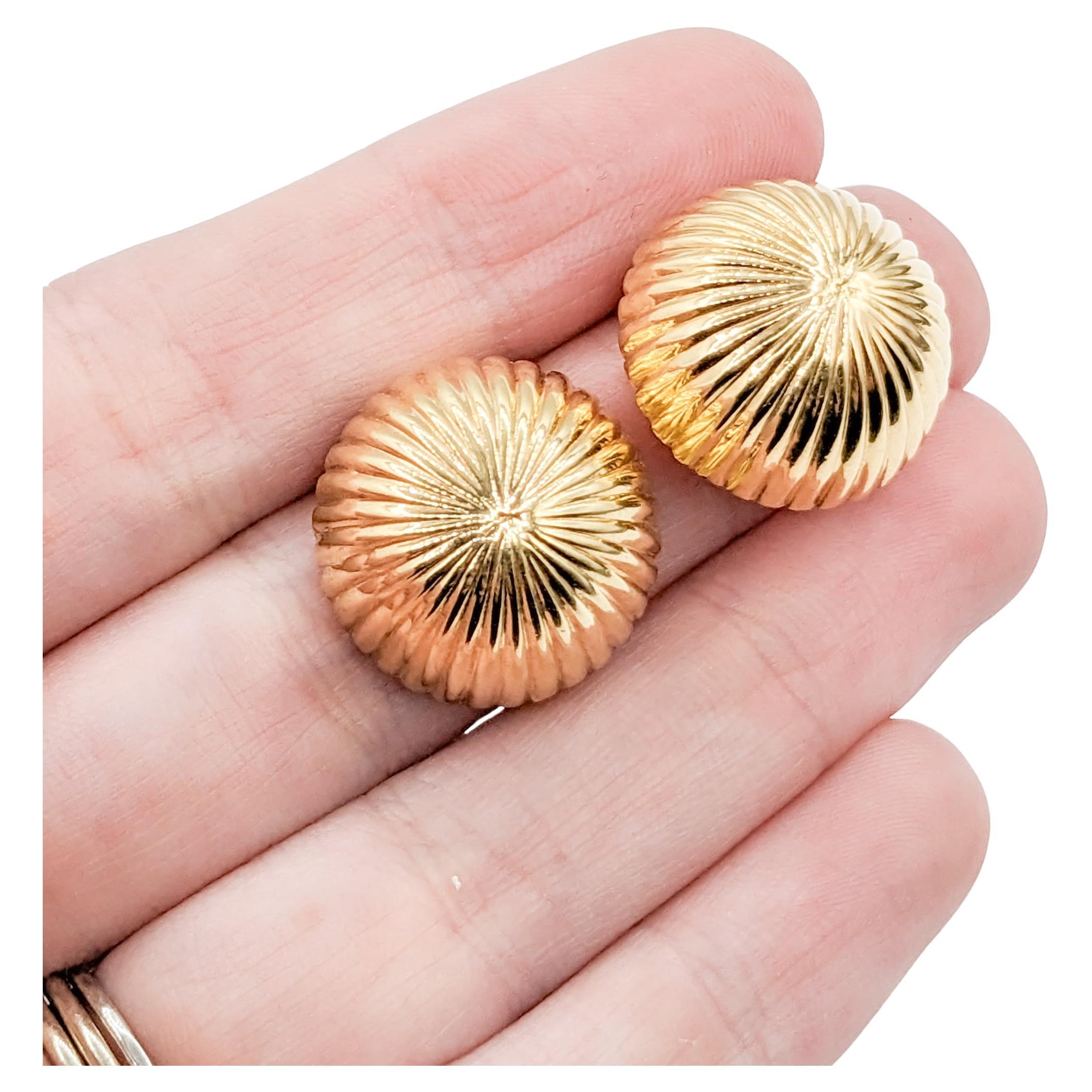 Vintage Ribbed Dome Clip On Earrings For Sale