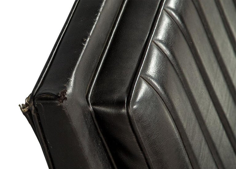 Vintage Ribbed Vinyl and Walnut Frame Sofa at 1stDibs | ribbed sofa ...