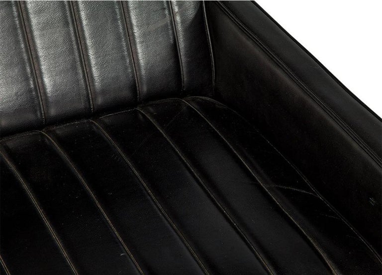 Vintage Ribbed Vinyl and Walnut Frame Sofa at 1stDibs | ribbed sofa ...