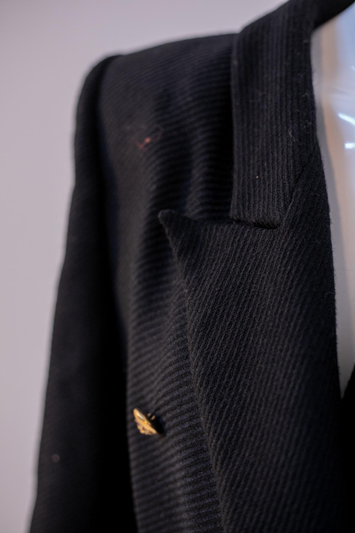 Black Vintage Ribbed Wool Jacket For Sale