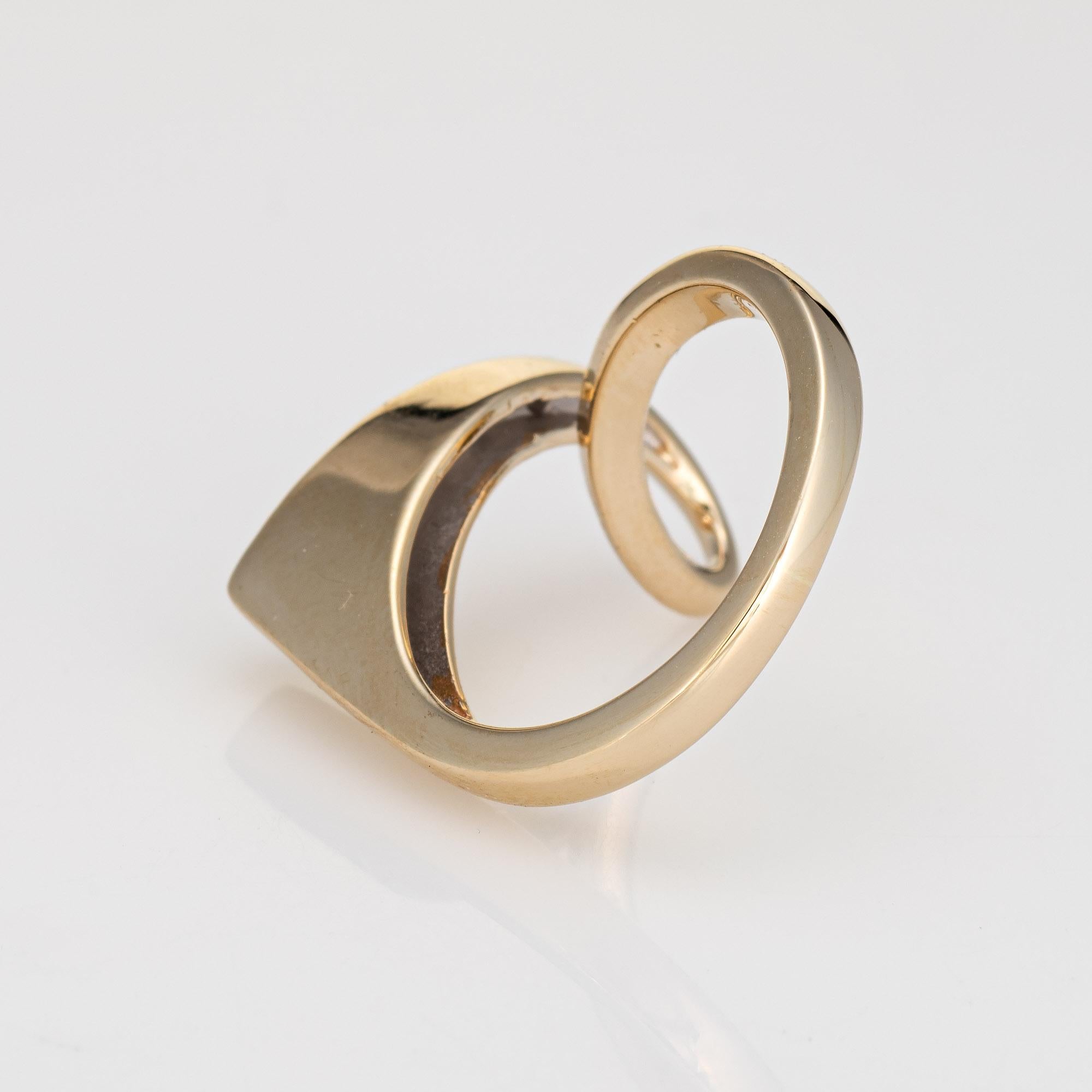 Anello vintage a nastro con diamante in oro giallo 14k Sz 5.5 Banda astratta Gioielleria In condizioni buone in vendita a Torrance, CA