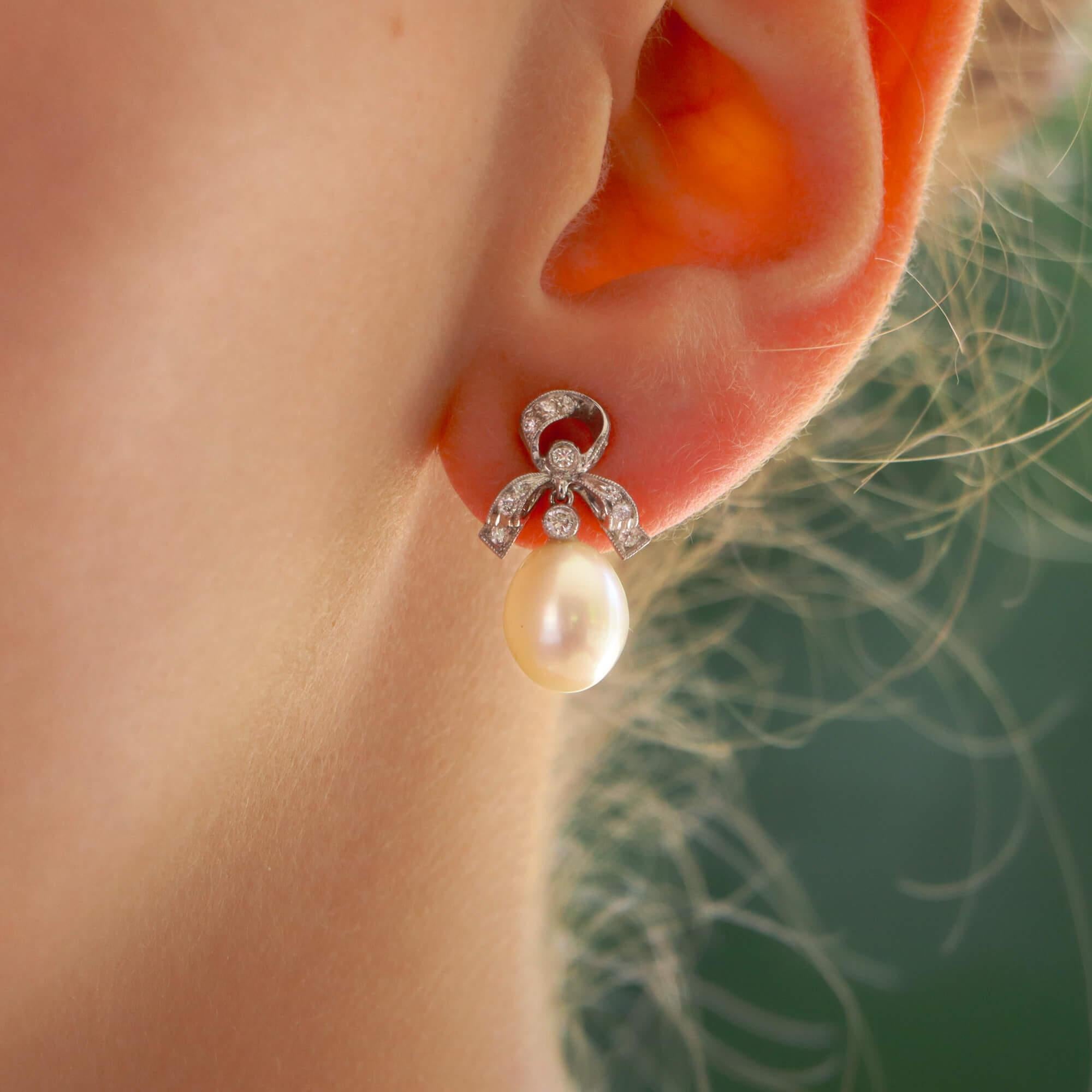 ribbon pearl earrings