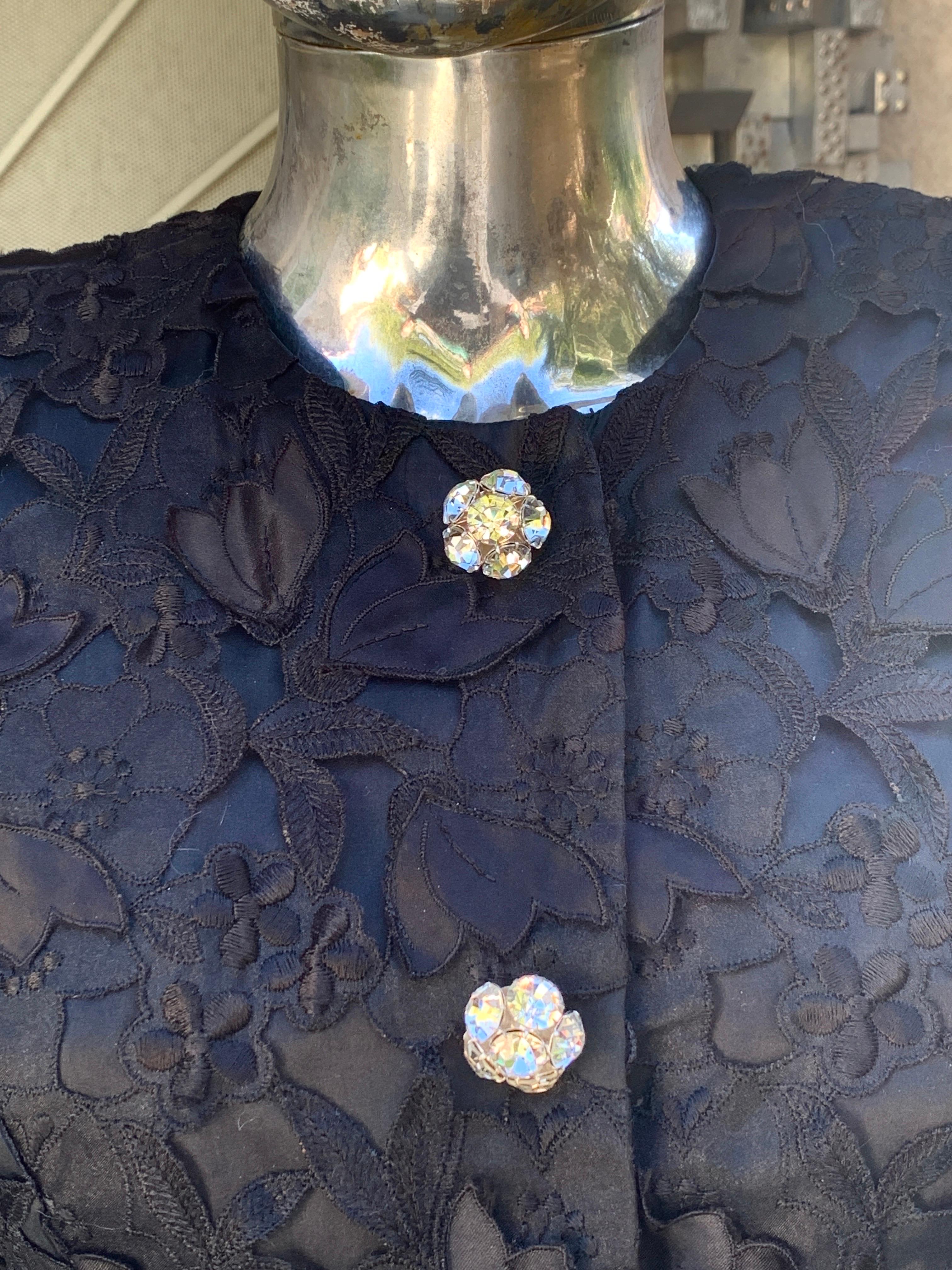 Vintage Ricco Antonio bestickt schwarzer Spitze Abend Dinner Anzug Größe 6/8 im Angebot 8