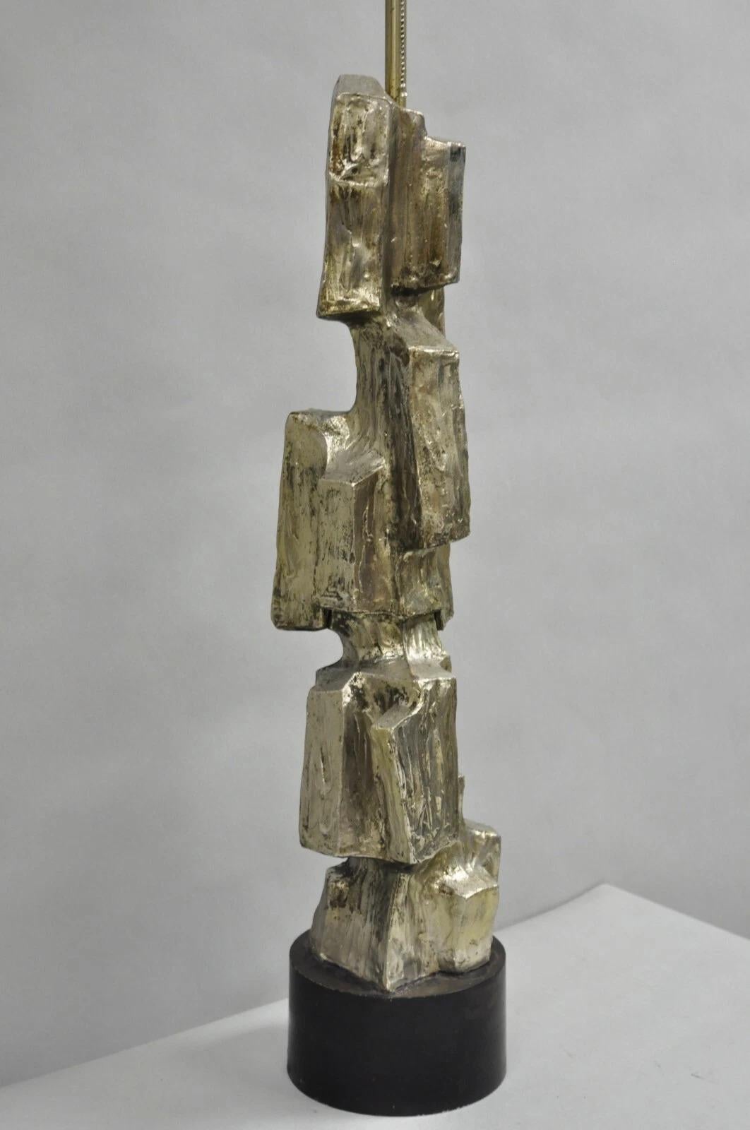Vintage Richard Barr for Laurel Brutalist Mid Century Modern Metal Table Lamp For Sale 6