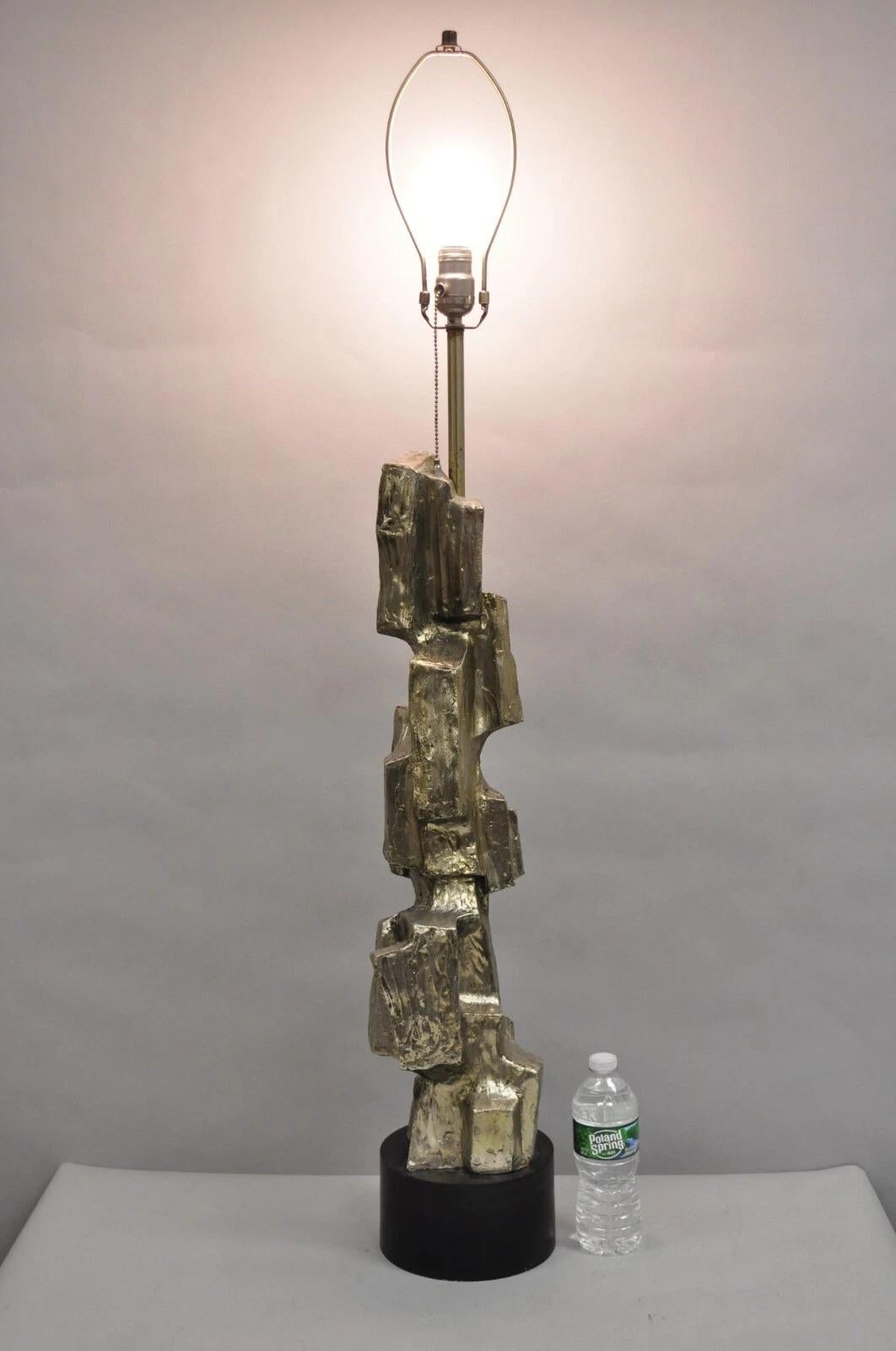 Vintage Richard Barr for Laurel Brutalist Mid Century Modern Tall Metal Table Lamp. Circa Mid 20th Century. Measurements: 46.5