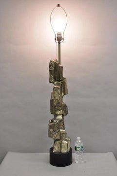 Vintage Richard Barr for Laurel Brutalist Mid Century Modern Metal Table Lamp
