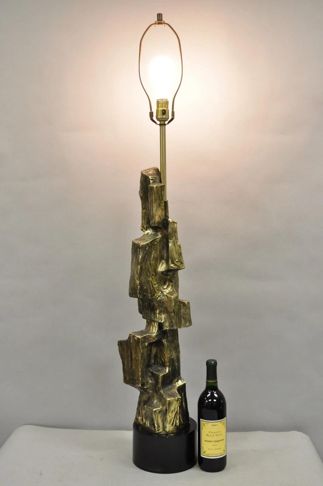 Vintage Richard Barr for Laurel Brutalist Mid Century Modern Tall Metal Table Lamp. Circa Mid 20th Century. Measurements: 46.5