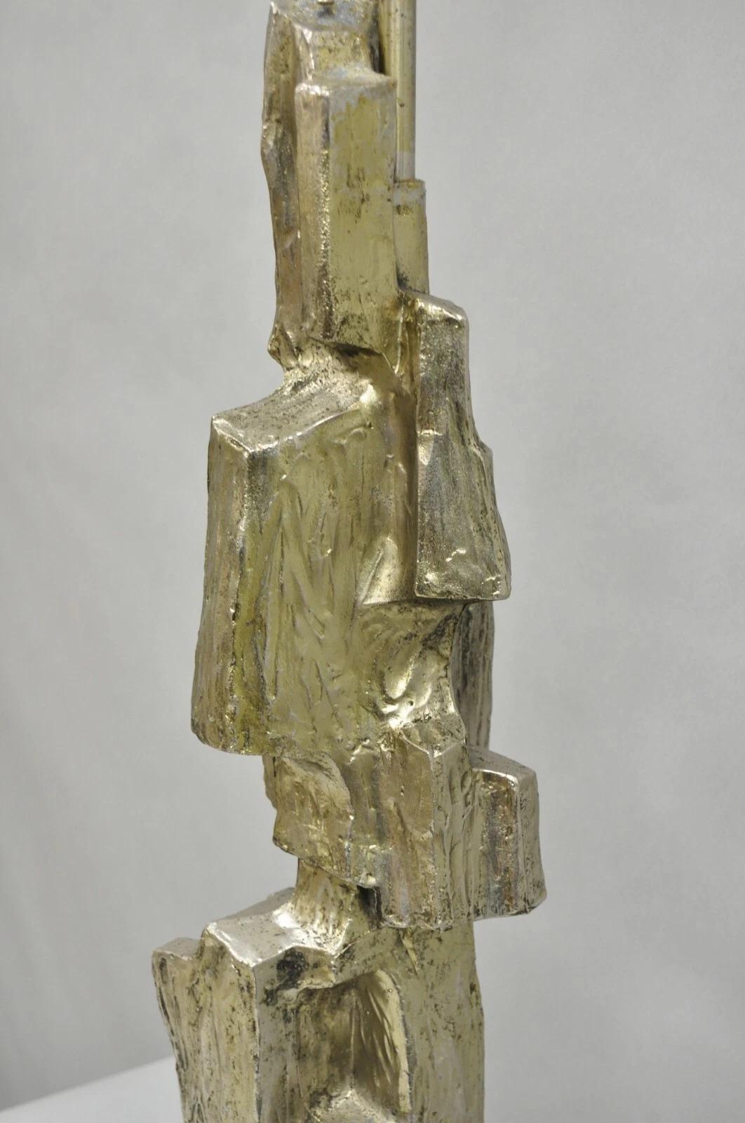 Unknown Vintage Richard Barr for Laurel Brutalist Mid Century Modern Metal Table Lamp For Sale