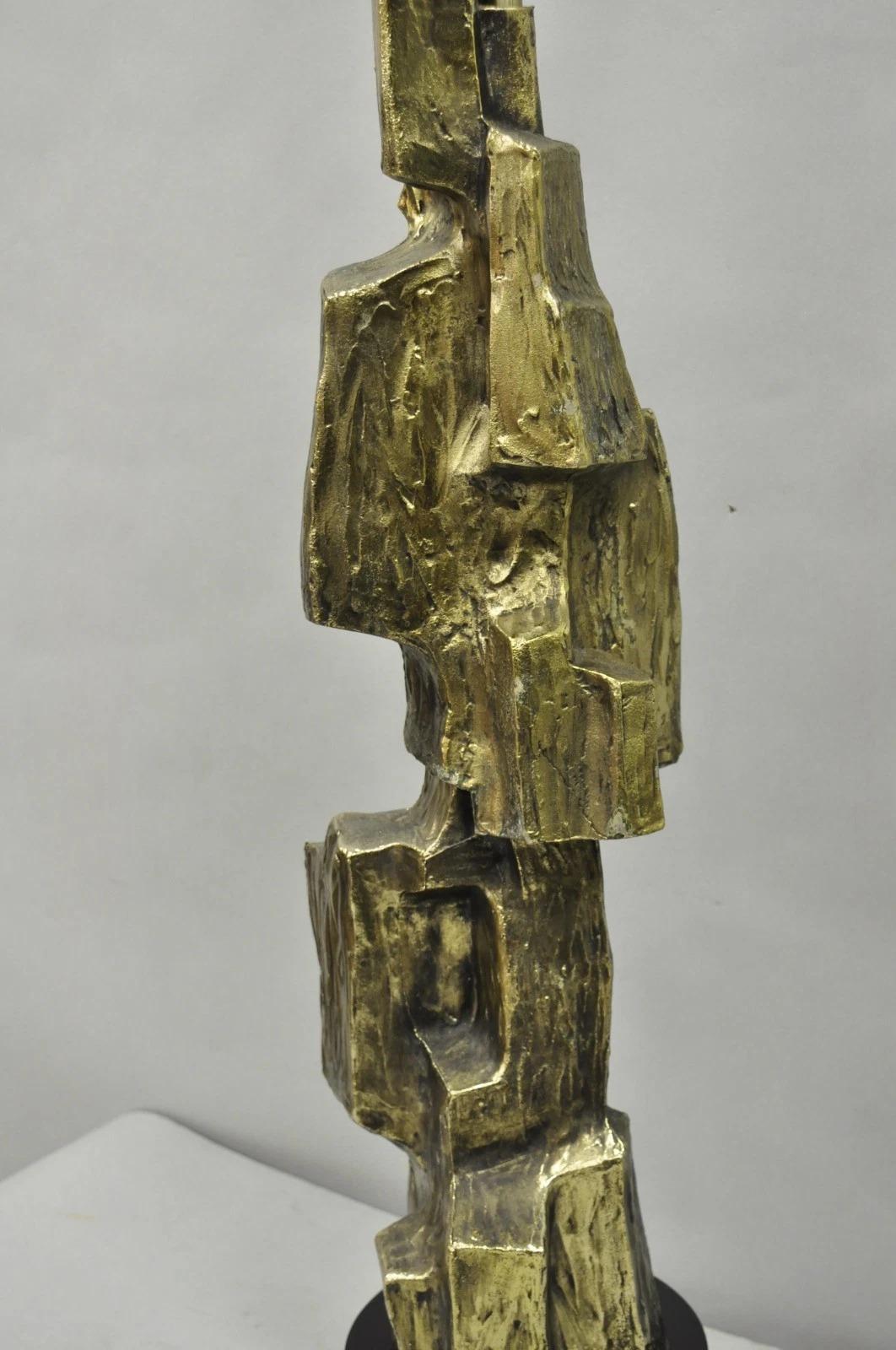 Vintage Richard Barr for Laurel Brutalist Mid Century Modern Metal Table Lamp For Sale 3