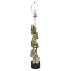 Vintage Richard Barr for Laurel Brutalist Mid Century Modern Metal Table Lamp