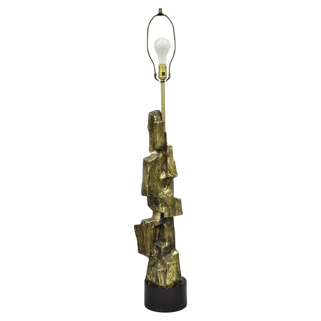Vintage Richard Barr for Laurel Brutalist Mid Century Modern Metal Table Lamp For Sale