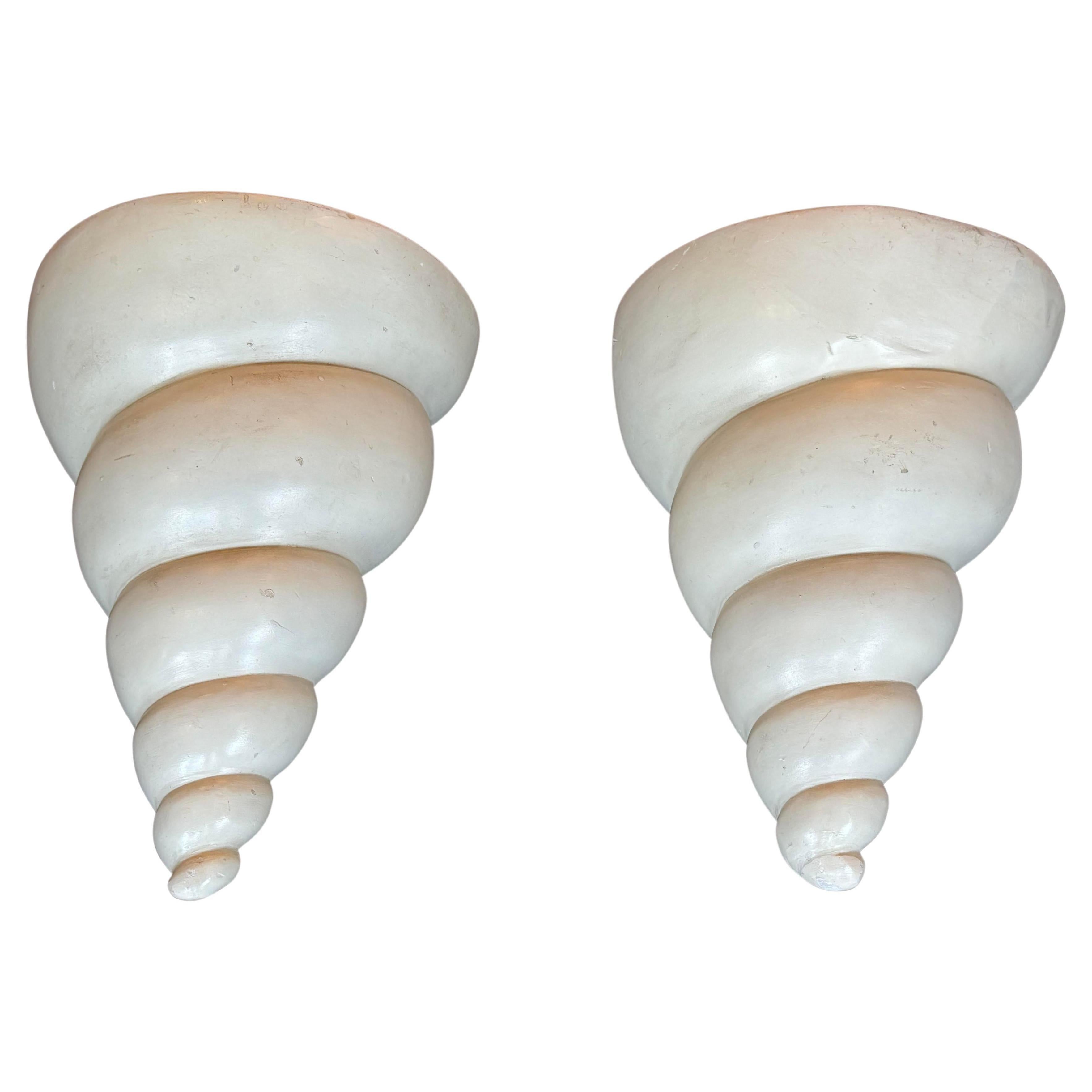 Vintage "Richard Etts" Plaster Shell Sconces (Pair) For Sale