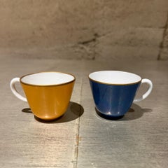 Vintage Richard Ginori Sapphire Blue Porcelain Teacup Set of 2