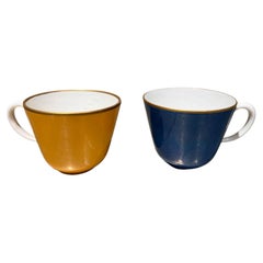 Vintage Richard Ginori Sapphire Blue Porcelain Teacup Set of 2